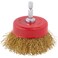 Red Cup Brush 2.5 Inch with Hex Mandrel .016 Brass Coated Wire