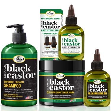 Difeel Superior Growth Shampoo, Hair Mask, Root Stimulator &amp; Hair Oil Set - , 12 oz , 2.5 oz , 2.5 oz - Natural Ingredients, Sulfate Free, Black, Unisex Adult