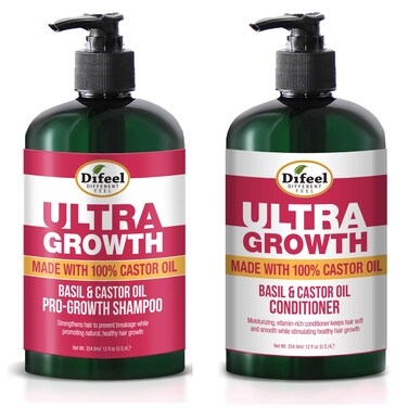 Difeel Ultra Growth Shampoo and Conditioner Set - Includes 12 oz Each of Shampoo and Conditioner, Promotes Growth, Ideal for Thinning Hair, Basil Scent, 2 Count