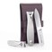 GERMANIKURE Nail clippers and Glass Nail File Set in Dark Purple Leather Case - Made in Solingen Germany of FINOX Stainless Steel, Glass Nail Care Supplies Made in Czech Republic