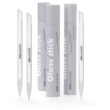 GERMANIKURE Glass Cuticle Stick, Set of 3 - Cuticle Pusher, Remover, Callous &amp; Dry Skin File, Nail Shaper - Ethically Made in Czech Republic - No Case