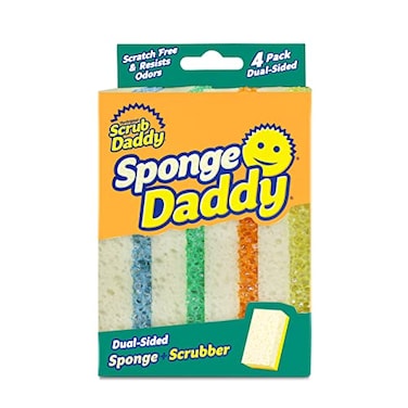 Scrub Daddy Sponge Daddy - Scratch-Free Multipurpose Dish Sponge - BPA Free &amp; Made with Polymer Foam - Stain &amp; Odor Resistant Kitchen Sponge (4 Count)