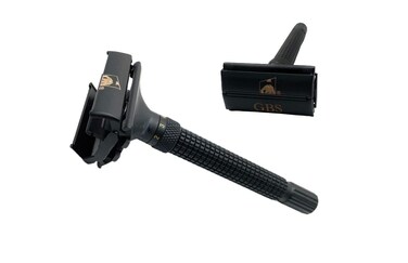 G.B.S Men's Shaving Razor with Adjustable Butterfly Open Mechanism Double Edge Safety Razor, Black Matte