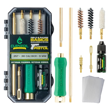 CLENZOIL Field &amp; Range Pistol Basics 9mm Cleaning Kit   Complete Hand Gun Cleaning Kit 9mm 357 &amp; 380 Caliber   380 Gun Cleaning Kit &amp; 9mm Cleaning Kit with Oil and Cleaner