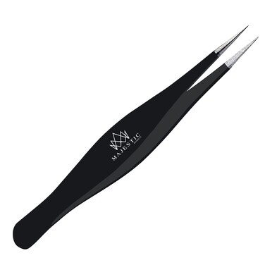 Surgical Tweezers for Ingrown Hair - Precision Sharp Needle Nose Pointed Tweezers for Splinters, Ticks &amp; Glass Removal - Best for Eyebrow Hair, Facial Hair Removal(1 pack pointed, black)