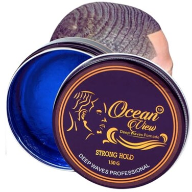 OCEAN VIEW DEEP WAVES POMADE- Water-Based Hair Cream for 360 Wave Training and Wolfing- Silky Smooth Application and Styling, Strong Hold, Easy Wash- Waver and Barber Accessories - 4oz Tin Can
