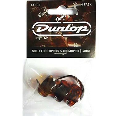 JIM DUNLOP Shell Plastic Finger &amp; Thumbpicks, Large, 4/Player's Pack