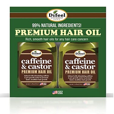 Difeel Caffeine &amp; Castor Premium Hair Oil 7.1 Ounce - Deluxe 2-PC Gift Set