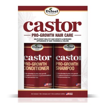 Difeel 2PC Castor Pro-Growth Shampoo &amp; Conditoner Gift Box- Includes 33.8oz. Shampoo and Conditioner