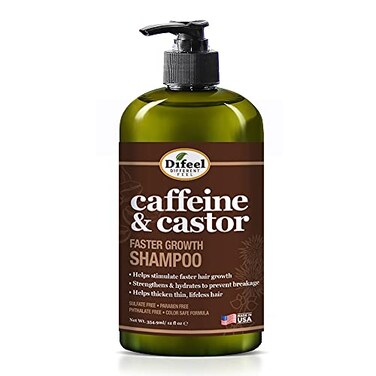 Difeel Caffeine &amp; Castor Faster Growth Shampoo 12 oz., Made with Castor Oil for Hair Growth, Sulfate Free Shampoo