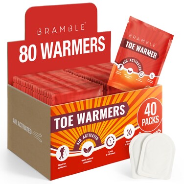 Bramble 80 Adhesive Toe Warmers for Feet (40 Pairs)   Long-Lasting Foot Warmers with Up to 10 Hours of Heat   Heat Pack Disposable Feet Warmers, Foot Warmer for Cold Weather &amp; Outdoor Activities