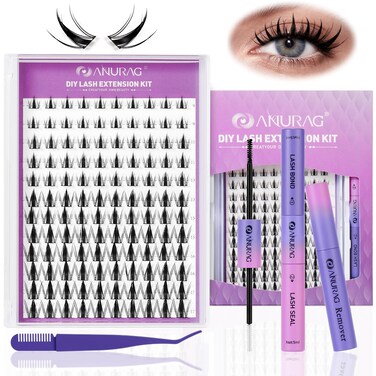 ANURAG Lash Clusters Kit 9-17mm Fairy Lash Clusters Manga Eyelash Clusters 120pcs Eyelash Extension Pack Anime Lashes Individual Fake Eyelashes Clusters Kit Ultra-Thin Concealed Lash Band