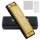 SDREAM Blues Harmonica for Adults Beginner,Professional Musicians, Students,Harmonica key of C 10 Holes 20 Tones,Diatonic Harmonica with Case,As a Gift(Gold, 10 holes blues primary)