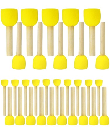 WAFJAMF 30 Pcs Assorted Size Round Sponges Brush Set 4 Sizes DIY Painting Tools- Yellow