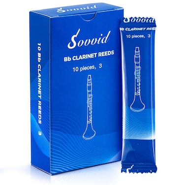 Sovvid Bb Clarinet Reeds Strength 3.0 with Portable Reed Case, Box of 10, Individually Packaged Reeds for Clarinet, Thinner Vamp Cut for Ease of Play