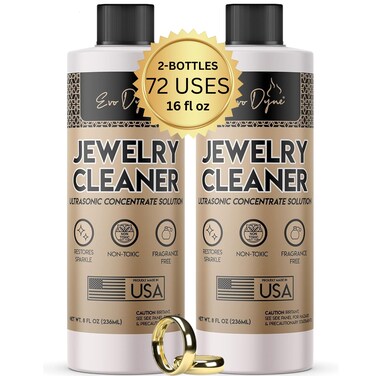 Ultrasonic Jewelry Cleaner Solution (16oz) Concentrated Jewelry Cleaner for Diamonds, Gold, Silver &amp; More   Compatible with Jewelry Cleaner Ultrasonic Machine (s) - Made in USA