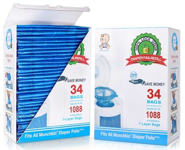 Diaper Pail Refill Bags 34 Bags 1088 Counts Compatible with Arm&amp;Hammer Disposal System, 100% Lock Odor, Seal and Toss Diaper Pail Refills