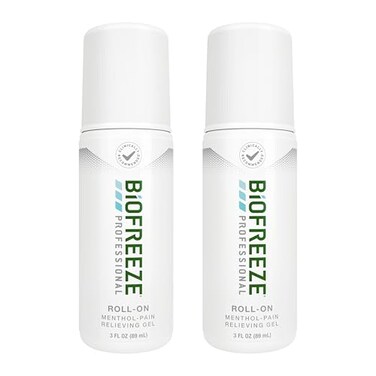 Biofreeze Professional Strength Pain Relief Roll-On, Arthritis Pain Reliver, Knee &amp; Lower Back Pain Relief, Sore Muscle Relief, Neck Pain Relief, 2 Pack (3 FL OZ Biofreeze Menthol Roll-On)