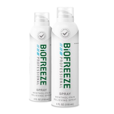 Biofreeze Professional Strength Pain Relief Aerosol Spray, Arthritis Pain Reliever, Knee &amp; Lower Back Pain Relief, Sore Muscle Relief, FSA Eligible, 2 Pack (4 FL OZ Biofreeze Menthol Spray)