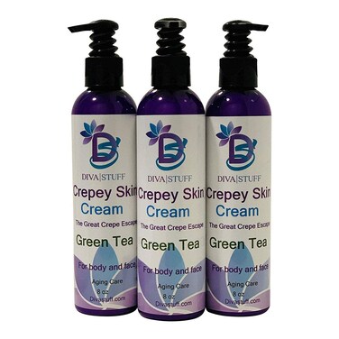 Three Pack, Crepey Skin Body &amp; Face Cream With Hyaluronic Acid, Alpha Hydroxy and More (green tea scent)