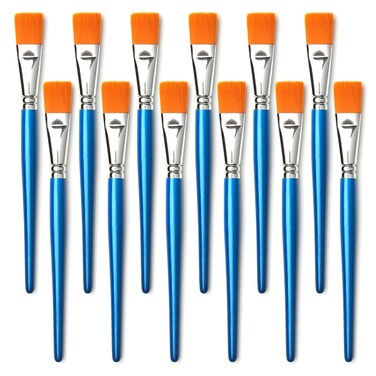 GACDR 1 inch Flat Paint Brushes for Acrylic Painting,12 Pieces Large Synthetic Paint Brushes Bulk with Wooden Handle for Acrylic, Watercolor, Oil, Crafts, Face Body Art