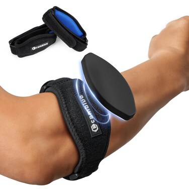 CAMBIVO 2 Pack Tennis Elbow Brace for Men &amp; Women, Elbow Pain Relief for Tendonitis, Tennis &amp; Golfer's Elbow, Adjustable Elbow Strap with Compression Pad (Black)