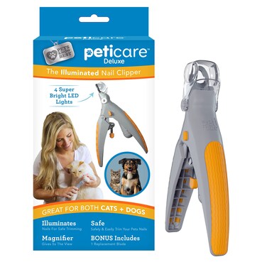 Allstar Innovations PetiCare LED Light Pet Nail Clipper- Great for Trimming Cats &amp; Dogs Nails &amp; Claws, 5X Magnification That Doubles as a Nail Trapper, Quick-Clip, Steel Blades