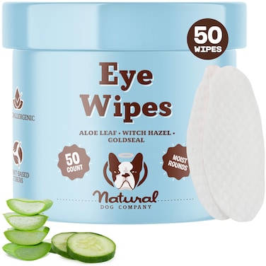 Natural Dog Eye Wipes for Dogs -50 Cnt- Soothing Dog Eye Wipes with Natural, Non-Irritating Ingredients Green Tea &amp; Goldenseal, Effective Dog Tear Stain Remover Wipe &amp; Dog Eye Gunk Remover Wipe, Vegan