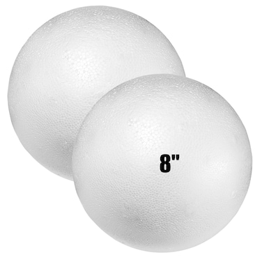 Styrofoam Balls 8 Inch,2PC Large White Foam Balls for Crafts, DIY Craft Giant Foam Balls for Home and School,Smooth Solid Round Balls for Arts and Craft Project (Styrofoam-8in-2pc)
