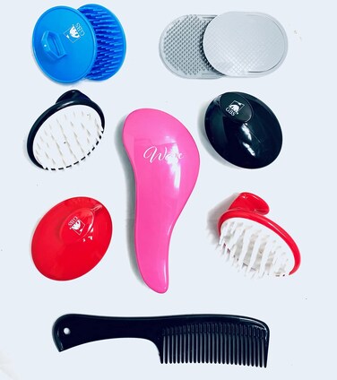 G.B.S Detangling, Shower, Scalp, Pocket Hair Brush and Comb Set, Portable Hair Shampoo Massager, 10 Pieces