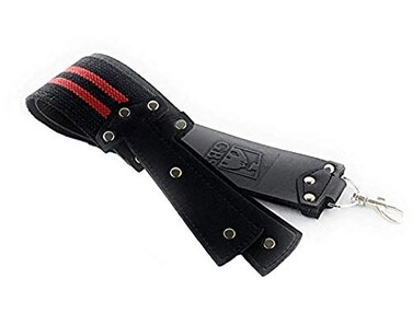 G.B.S Stylish Leather Strop for Straight Razor Sharpening &amp; Smooth Cowhide &amp; Dual Strop with Swivel Pivot Rings, Woven Strop Sharpening Strap Professional (Black with Red Strips)