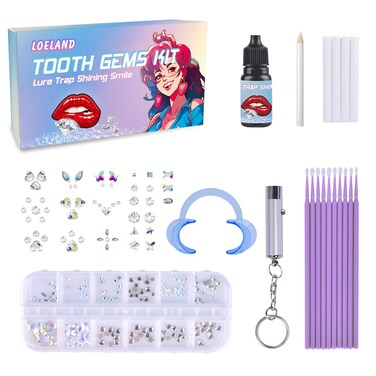 Loeland Tooth Gem Kit, DIY Crystals Jewelry Kit Teeth Gems Kit, Professional Fashionable Tooth Gems Kit for Teeth, Teeth Jewelry Starter kit