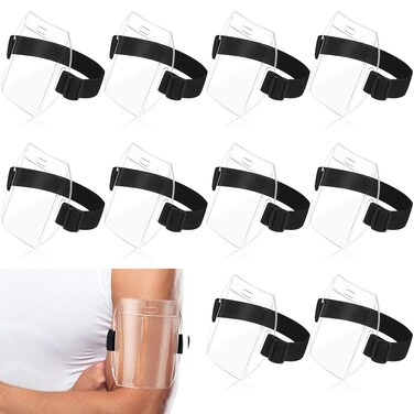 Outus Arm Badge Holder Armband ID Card Holder with Black Adjustable Strap for Work Pass, Universal Size(10 Pcs)