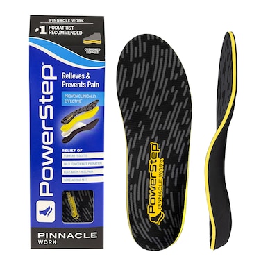 PowerStep Insoles, Pinnacle Work, Work Boot Arch Support, Insoles For Standing All Day, Arch Support Orthotic For Men