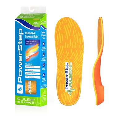PowerStep Pulse Maxx Running Insoles - Overpronation Corrective Orthotic Inserts for Running Shoes - Maximum Ankle, Foot Pain Relief &amp; Arch Support Insoles (M 10-10.5, F 12)