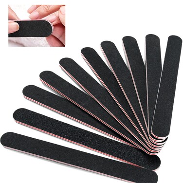 10 PCS Professionelle Double Sided 100/180 Grit Nail Files Emery Board Black Manicure Pedicure Tool and Nail Buffering Files