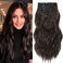 Fliace Clip in Hair Extensions, 6 PCS Natural &amp; Soft Hair &amp; Blends Well Hair Extensions, Dark Brown Long Wavy Hairpieces(20inch, 6pcs, Dark Brown)