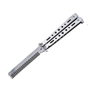 WANLIAN Beautiful comb,Beautiful comb Stainless Steel Folding Practice Combs Hair Styling Tools for Sport Outdoor Use(Silver)