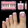 NOVO OVO French Tip Toe Nail Tips Press on, Sharp Square Pre-Designed Soft Gel False Toenail Extension, BERRY PINK Pre-applied Tip Primer &amp; Base Coat, Full Cover Acrylic for DIY x 15 Sizes 240 pcs