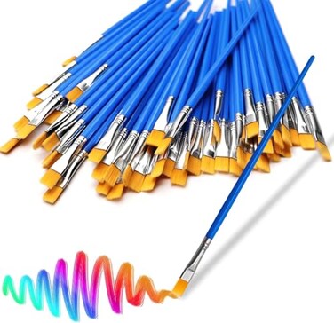 30Pcs Small Paint Brushes Kids for Acrylic Painting, Flat Nylon Hair Paint Brush Bulk Wooden Handle Oil Watercolor Painting Brushes for Students, Children and Adult