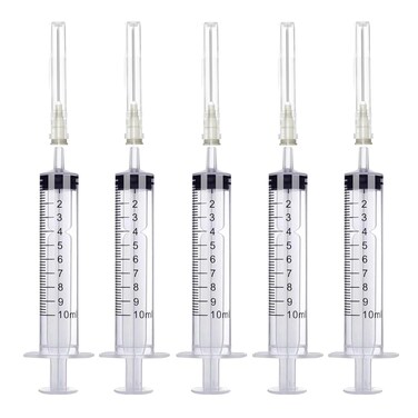 5 Pack 10ml Plastic Syringe with Needle, Syringe for Liquid, Oral, Scientific Labs, Measurement, Dispensing, Feeding Pets, Oil or Glue Applicator, Individually Wrapped (10 ML)