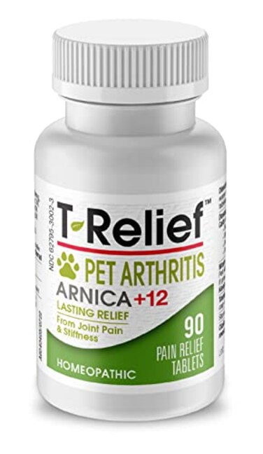 MediNatura T-Relief Pet Arthritis Relief Arnica +12 Powerful Natural Homeopathic Medicines Help Ease Hip &amp; Joint Pain Soreness &amp; Stiffness for Dog &amp; Cat - 90 Tablets