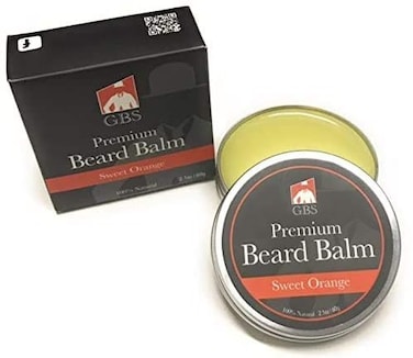 G.B.S Beard Balm Sweet Orange, Made with Natural Ingredients, Shapes, Softens and Moisturizes All Lengths of Facial Hair, 2.1 Ounces