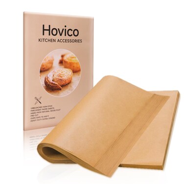 Hovico 130PCS Parchment Paper Baking Sheets, 9x13 Inch, Precut Non-Stick Parchment Sheets for Baking, Grilling, Air Fryer, Steaming, and More (Unbleached) - Perfect for BBQ, Picnic, Festival, Bread
