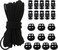 20pcs Plastic Cord Locks with 1/8-Inch 50ft Elastic Cord Heavy Stretch Round String, 10Pcs Sing-Hole, 10pcs Double-Hole Spring Toggle Stopper Slider Black (3mm-Black)