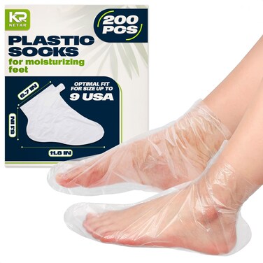 200Pcs Disposable Foot Covers for Feet Moisturizer Socks - Plastic Pedicure Foot Spa Liners Disposable Foot Socks Pedicure Lotion Socks for Dry Feet - Foot Mask Moisturizing Socks Cracked Heel Socks