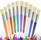 Paint Brushes for Kids, 10 Pcs Big Washable Chubby Toddler Paint Brushes, Easy to Clean &amp; Grip Round and Flat Preschool Paint Brushes with No Shed Bristle for Acrylic Paint, Washable Paint