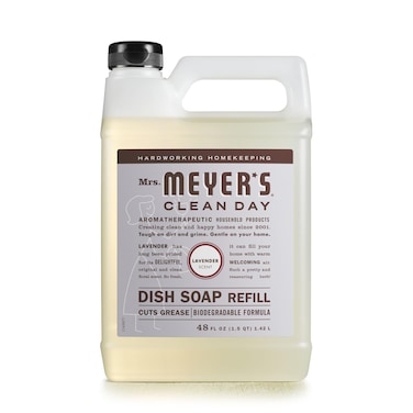 MRS. MEYER'S CLEAN DAY Liquid Dish Soap Refill, Biodegradable Formula, Lavender, 48 fl. oz