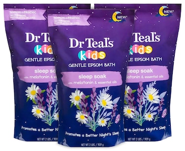 Dr. Teal's Kids' Gentle Sleep Soak Bath with Pure Epsom Salt and Melatonin - (3 Pack, 6 lbs Total) - Coconut and Other Essential Oils Relieve Stress &amp; Soothe The Body - Hypoallergenic &amp; Paraben Free