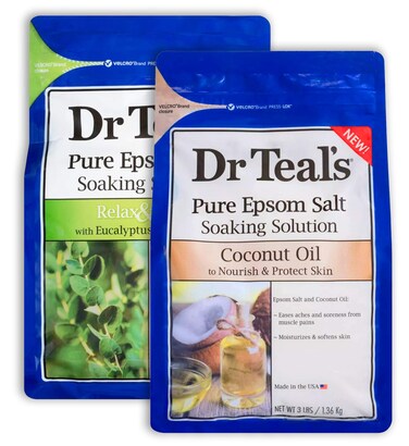 Dr Teal's Epsom Salt Bath Variety Gift Set (2 Pack, 3lb Ea) - Relax &amp; Relief Eucalyptus &amp; Spearmint, Nourish &amp; Protect Coconut - Essential Oils &amp; Pure Epsom Salt Ease Pain, Clear The Mind &amp; Senses